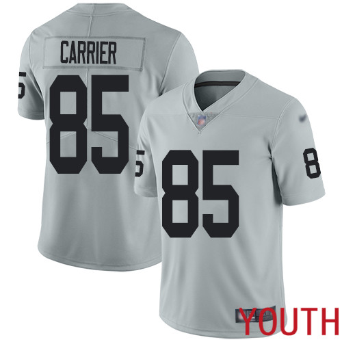 Oakland Raiders Limited Silver Youth Derek Carrier Jersey NFL Football #85 Inverted Legend Jersey